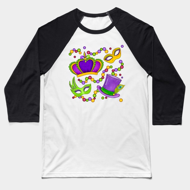 Mardi Gras Baseball T-Shirt by Designs by Ira